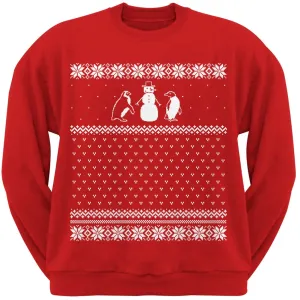 Penguins Ugly Christmas Sweater Red Crew Neck Sweatshirt