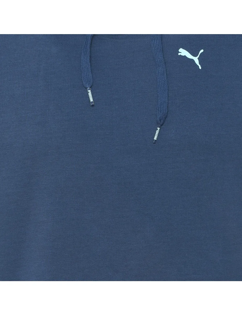 Puma Navy & White Cropped Hooded Sweatshirt - M