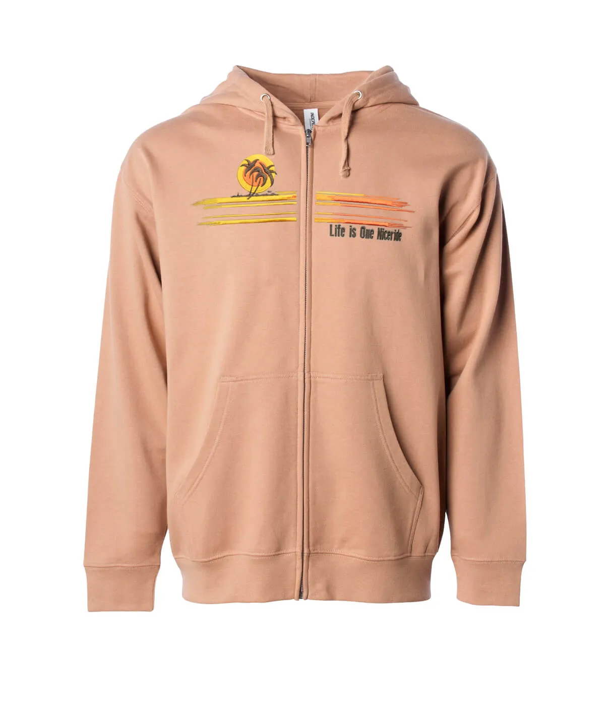 "Sunset" Sandstone Zip Up Hooded Sweatshirt For Men And Women