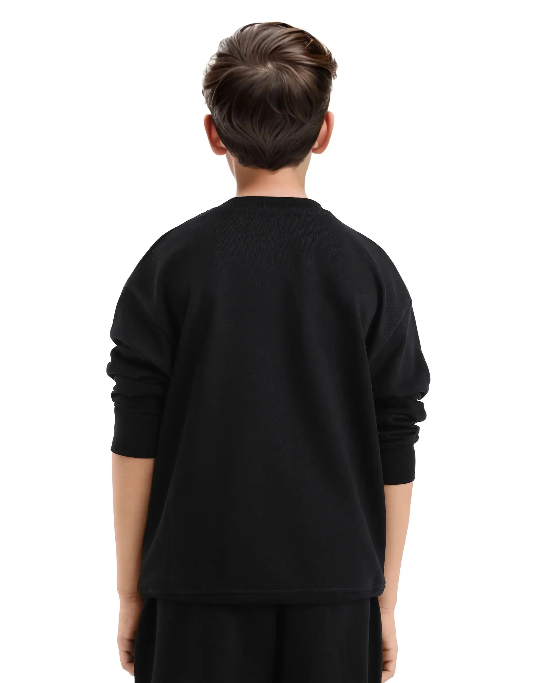 Rare Ones Kids Ribo Black Cotton Poly Full Sleeve Cmyk Print Sweatshirt