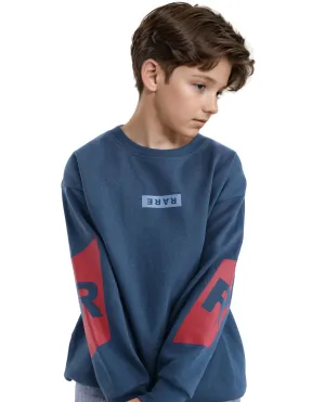 Rare Ones Kids Seron Dark Teal Cotton Poly Full Sleeve Digital Print Sweatshirt