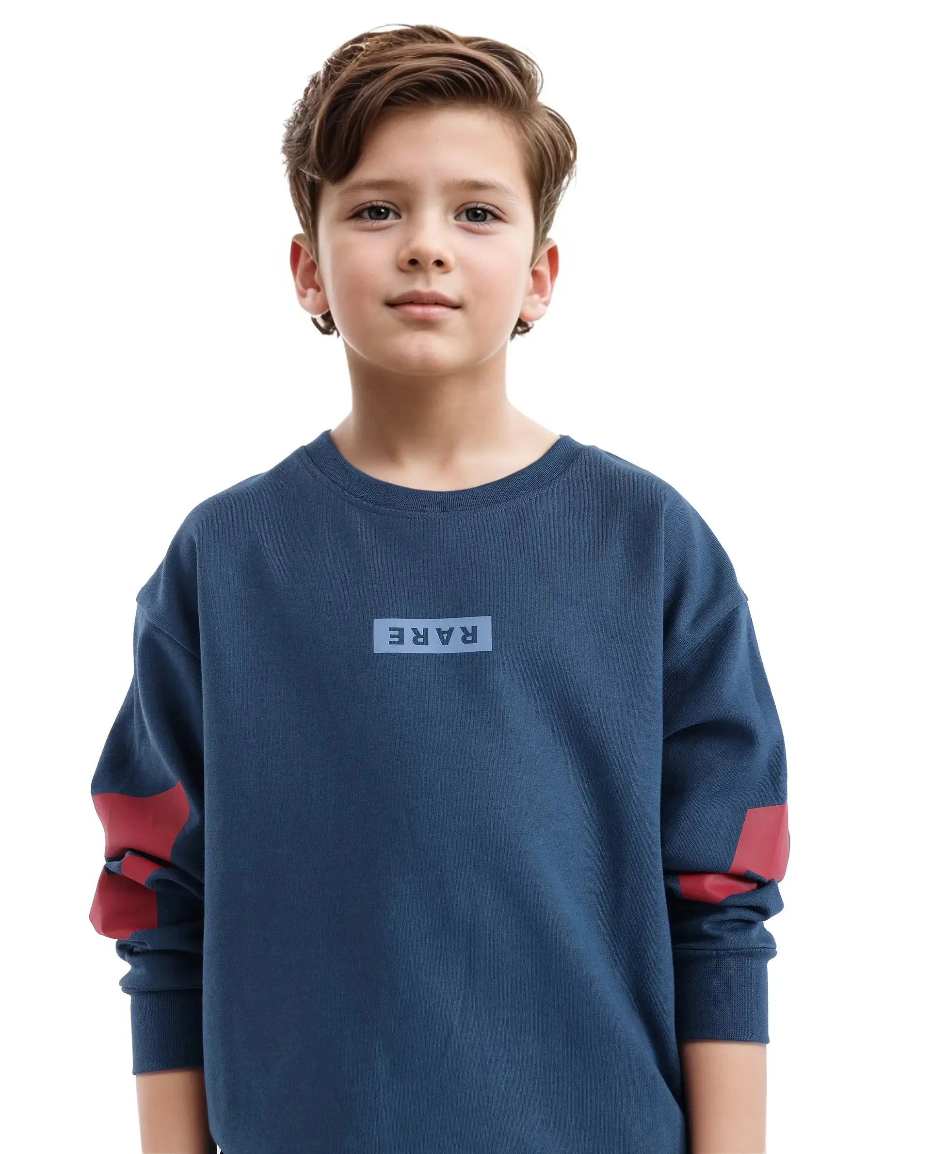 Rare Ones Kids Seron Dark Teal Cotton Poly Full Sleeve Digital Print Sweatshirt