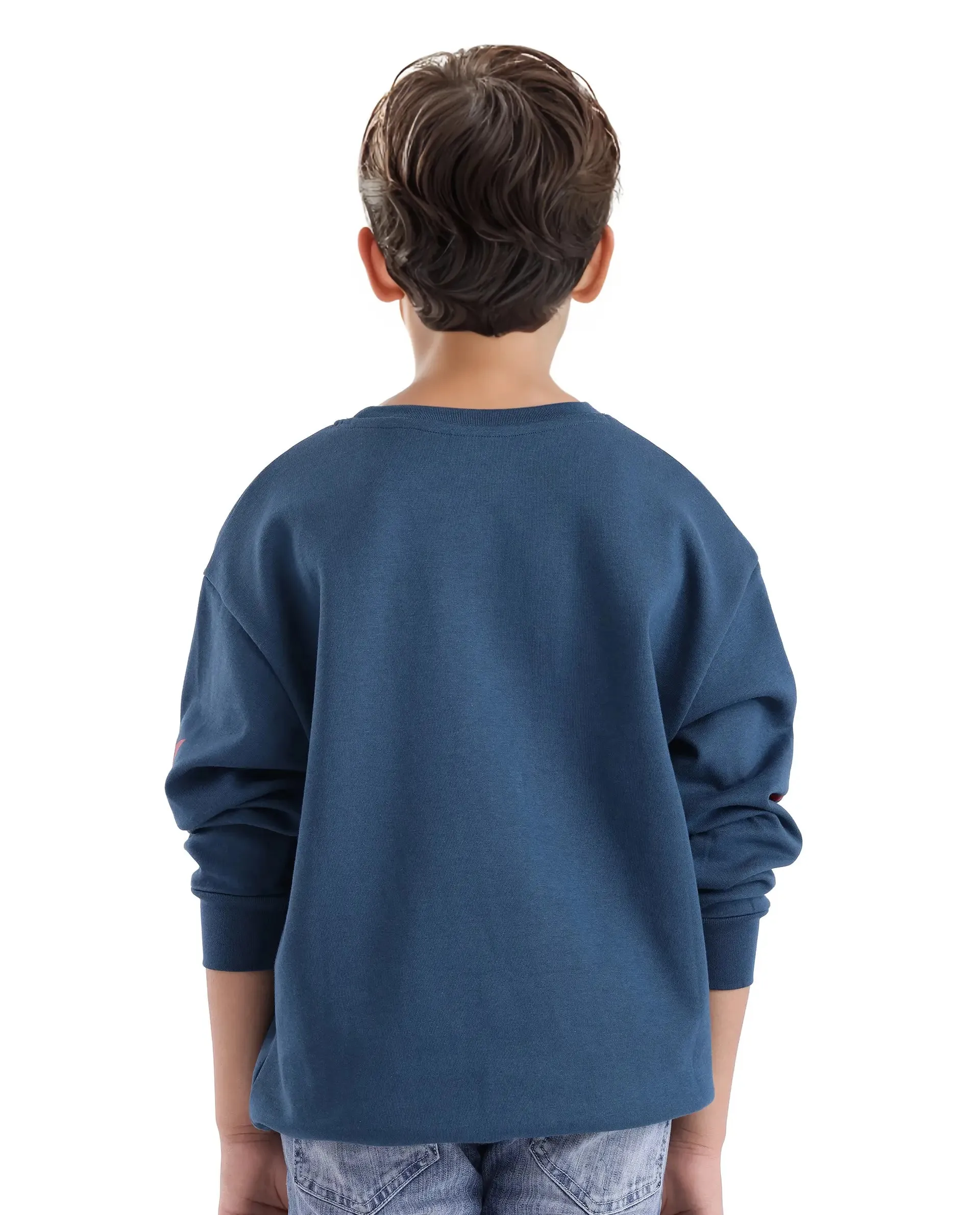 Rare Ones Kids Seron Dark Teal Cotton Poly Full Sleeve Digital Print Sweatshirt