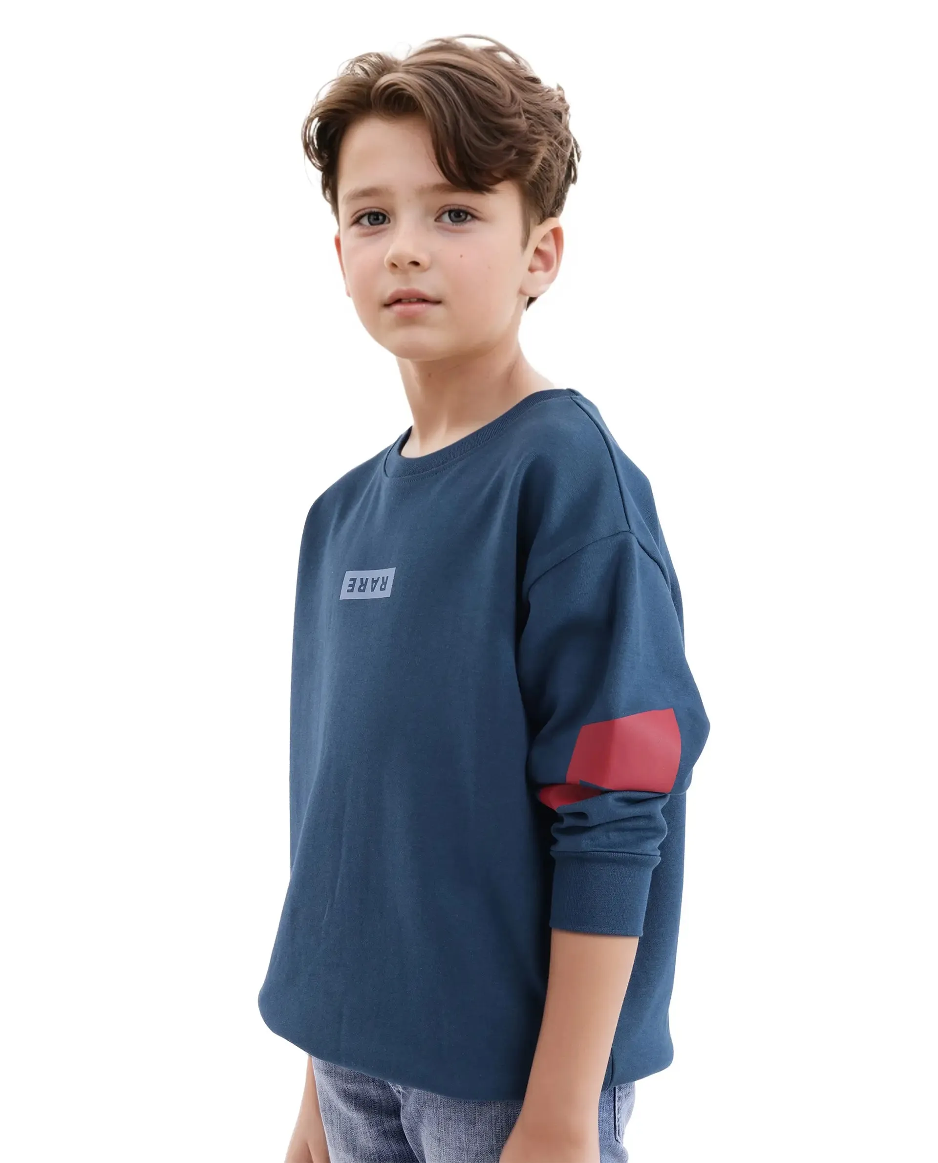 Rare Ones Kids Seron Dark Teal Cotton Poly Full Sleeve Digital Print Sweatshirt