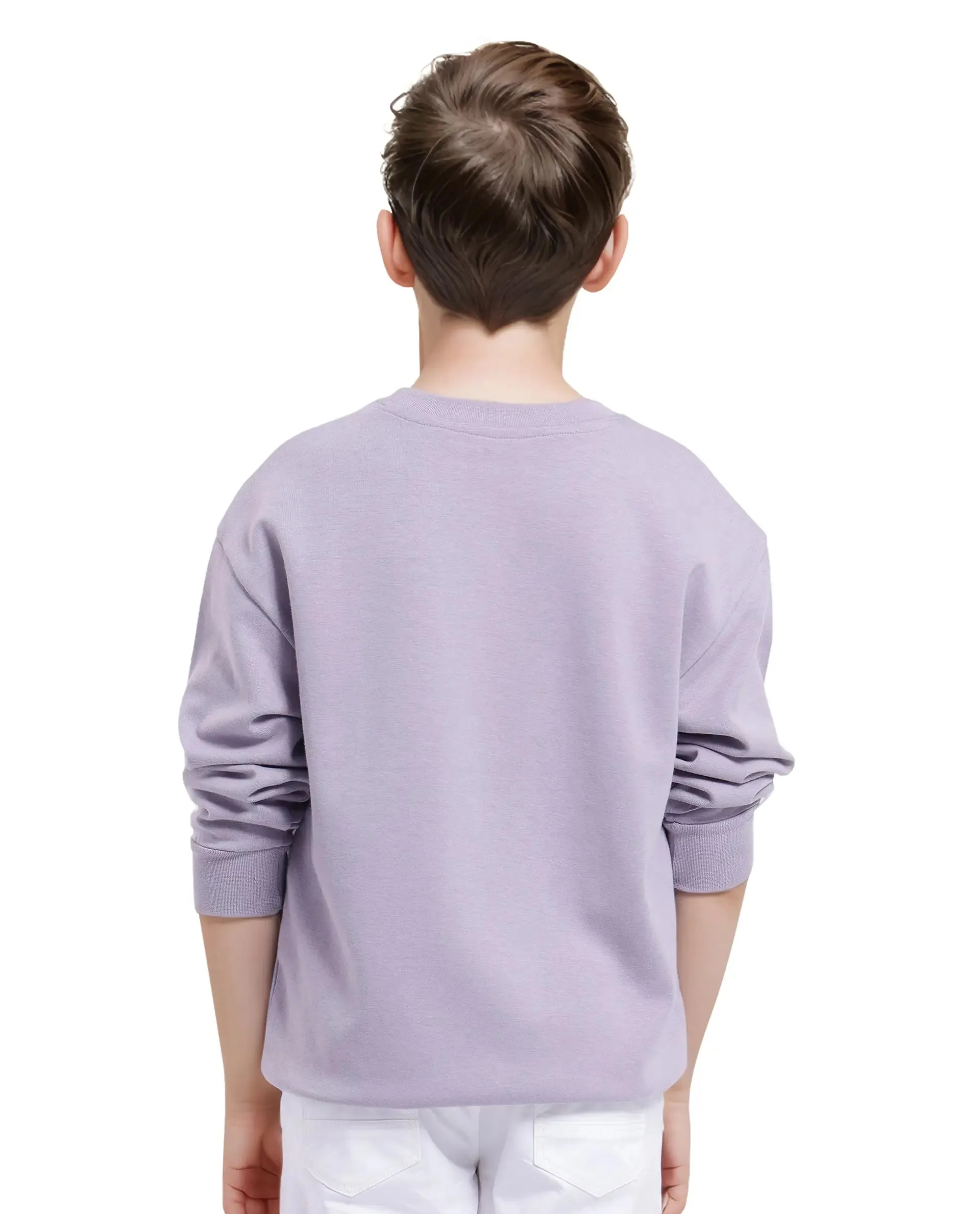 Rare Ones Kids Tamu Dusky Purple Cotton Full Sleeve Crew Neck HD Print With Twill Texture Sweatshirt