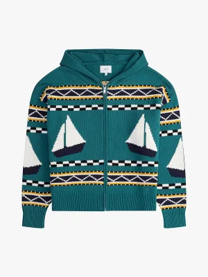 RHUDE BATEAU KNIT ZIP UP HOODIE