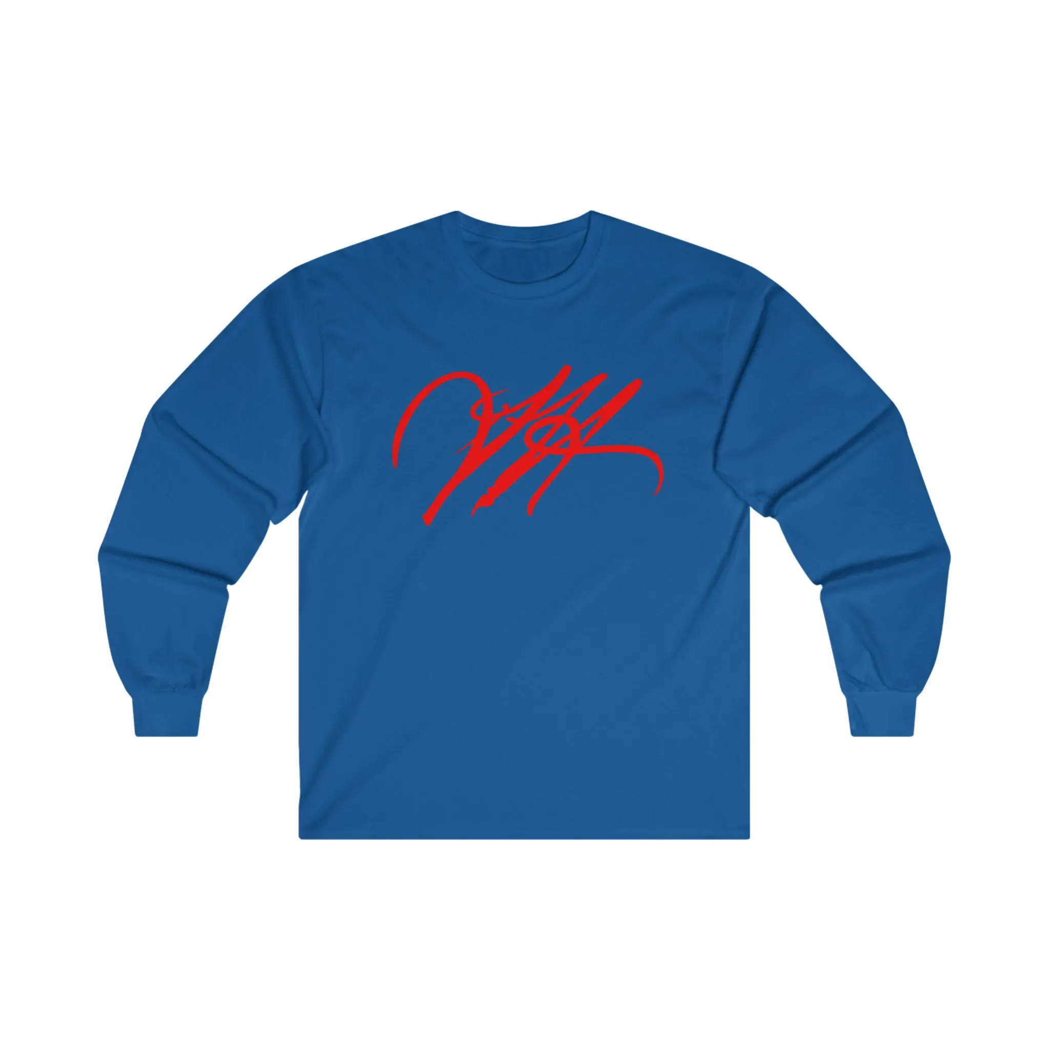 “Script Logo- Red”-  Unisex Long Sleeve Graphic Shirt by Artist David Hilborn