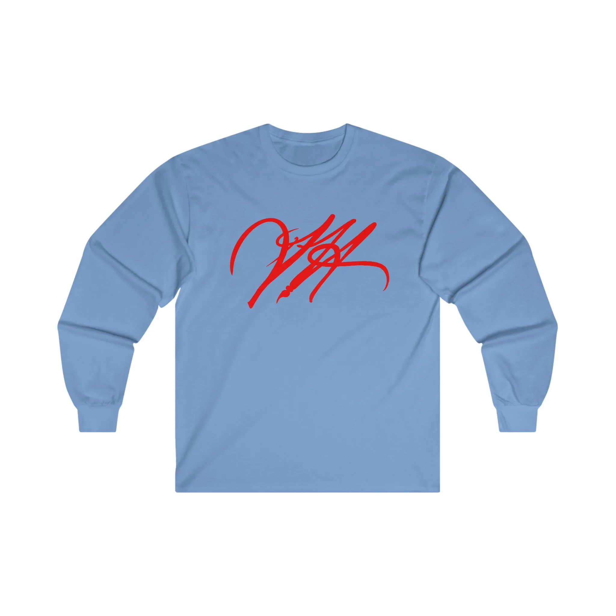 “Script Logo- Red”-  Unisex Long Sleeve Graphic Shirt by Artist David Hilborn