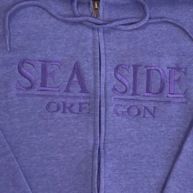 Seaside Embroidered Zip-Up Hoodie