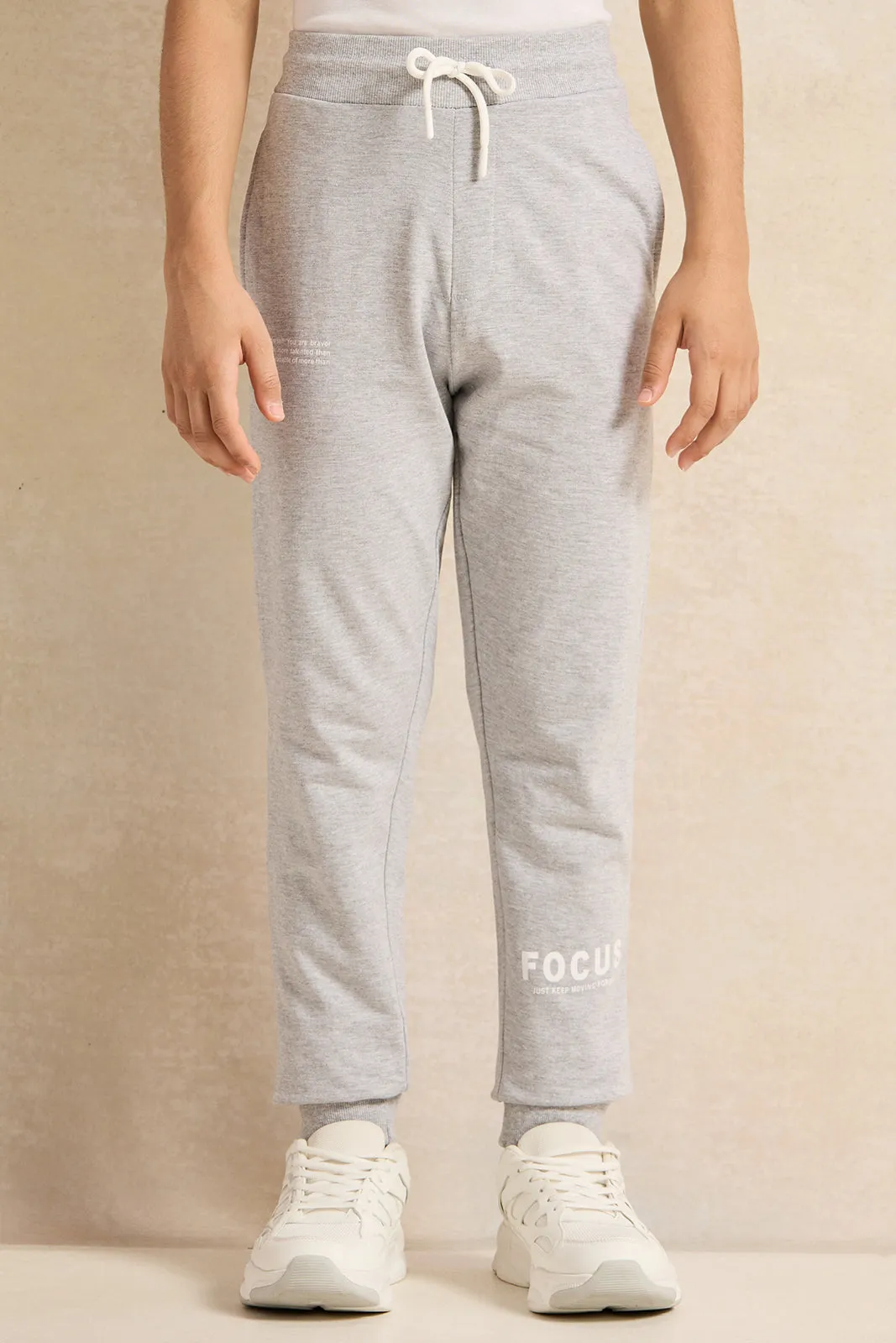 Senior Boys Grey Printed Jogger Set (2 Piece)