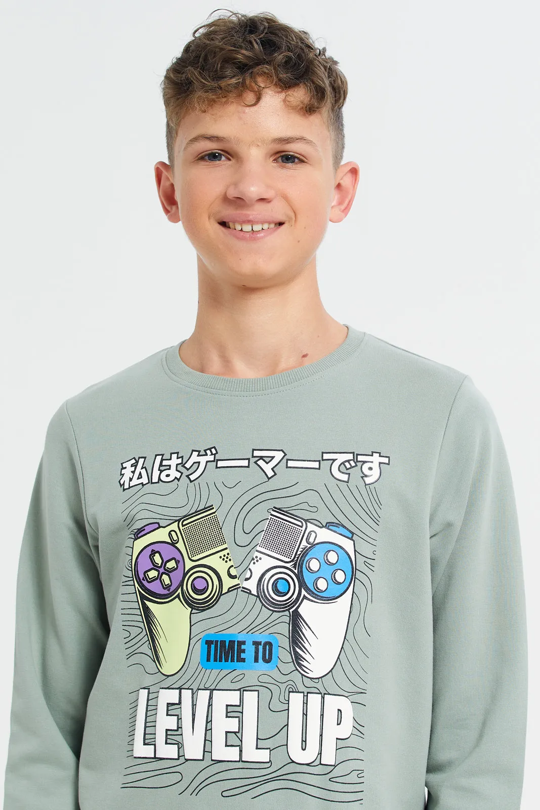 Senior Boys Mint Graphic Sweatshirt