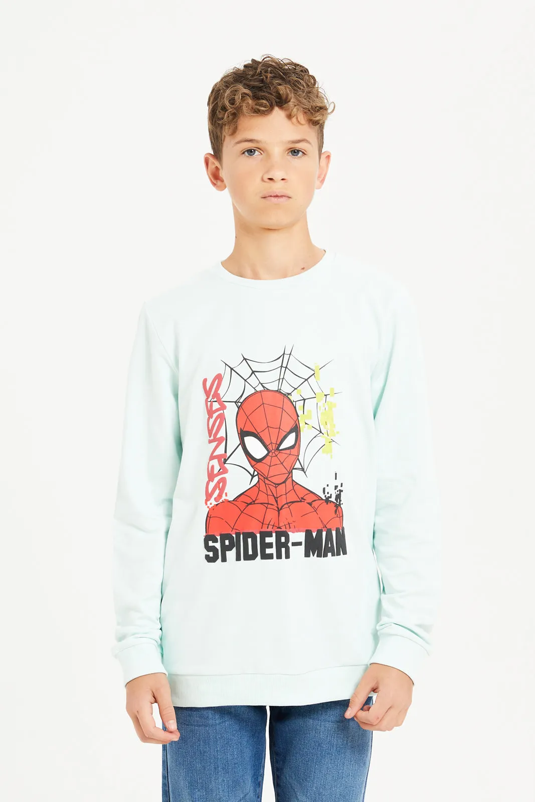 Senior Boys Mint Spider-Man Sweatshirt