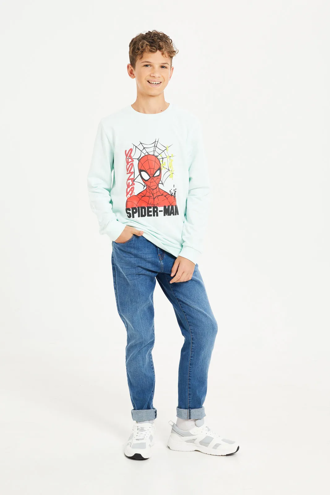 Senior Boys Mint Spider-Man Sweatshirt