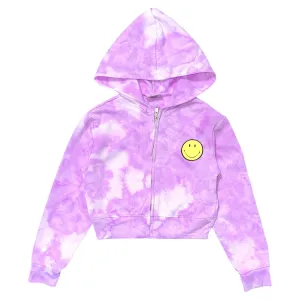 SMILEY TIE DYE ZIP UP HOODIE