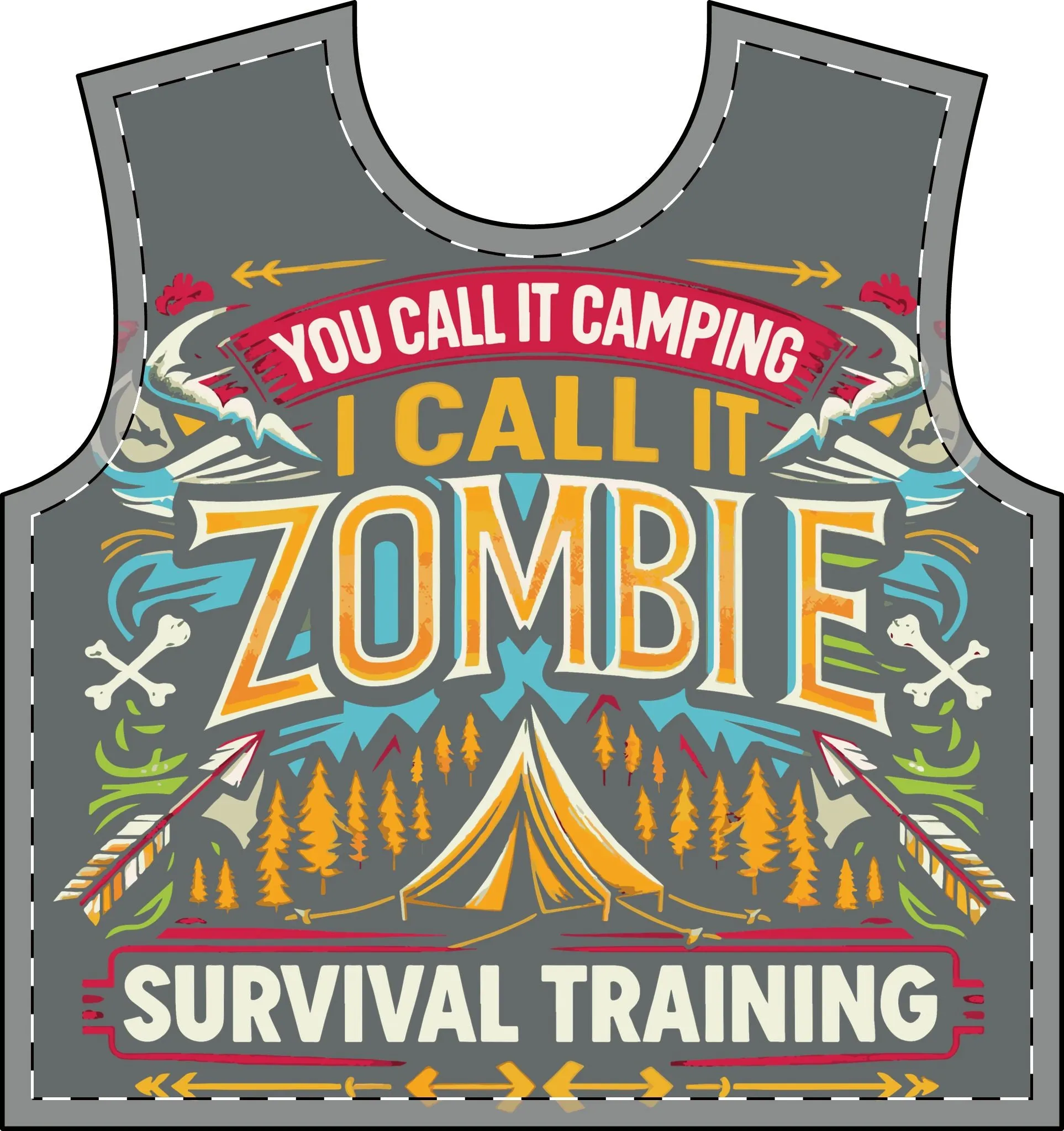 Sweatshirt: Men's Zombie Camping Crewneck Sweatshirt - Fun and Cozy Outdoor Apparel