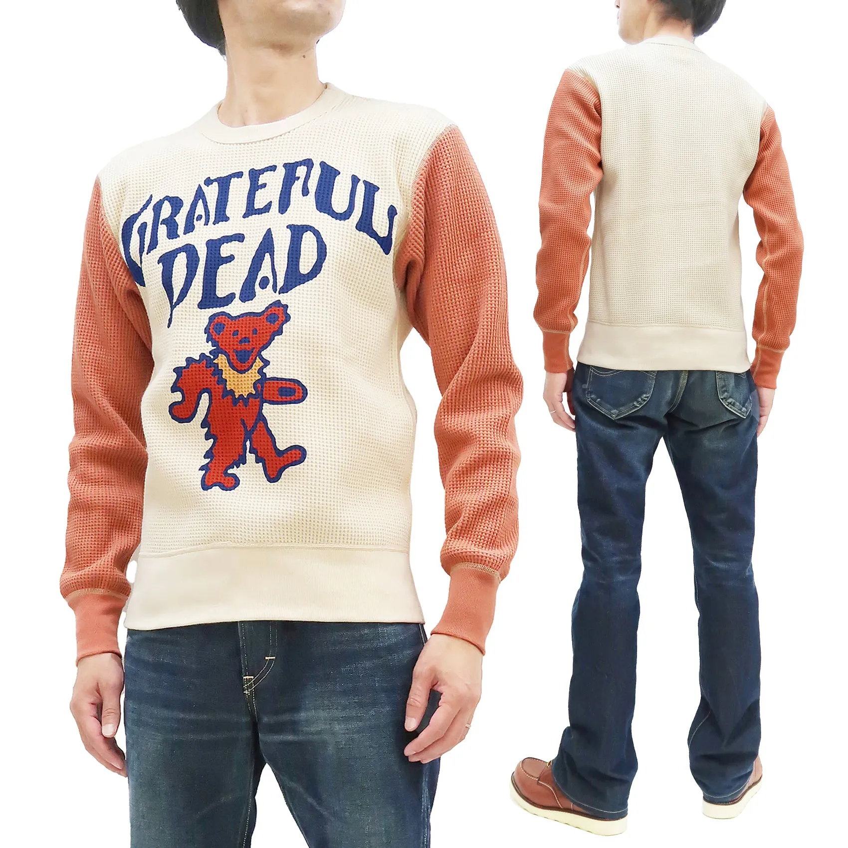 TOYS McCOY Grateful Dead Waffle-Knit Shirt Men's Long Sleeve Thermal T-Shirt TMC2258 041 Natural/Carrot