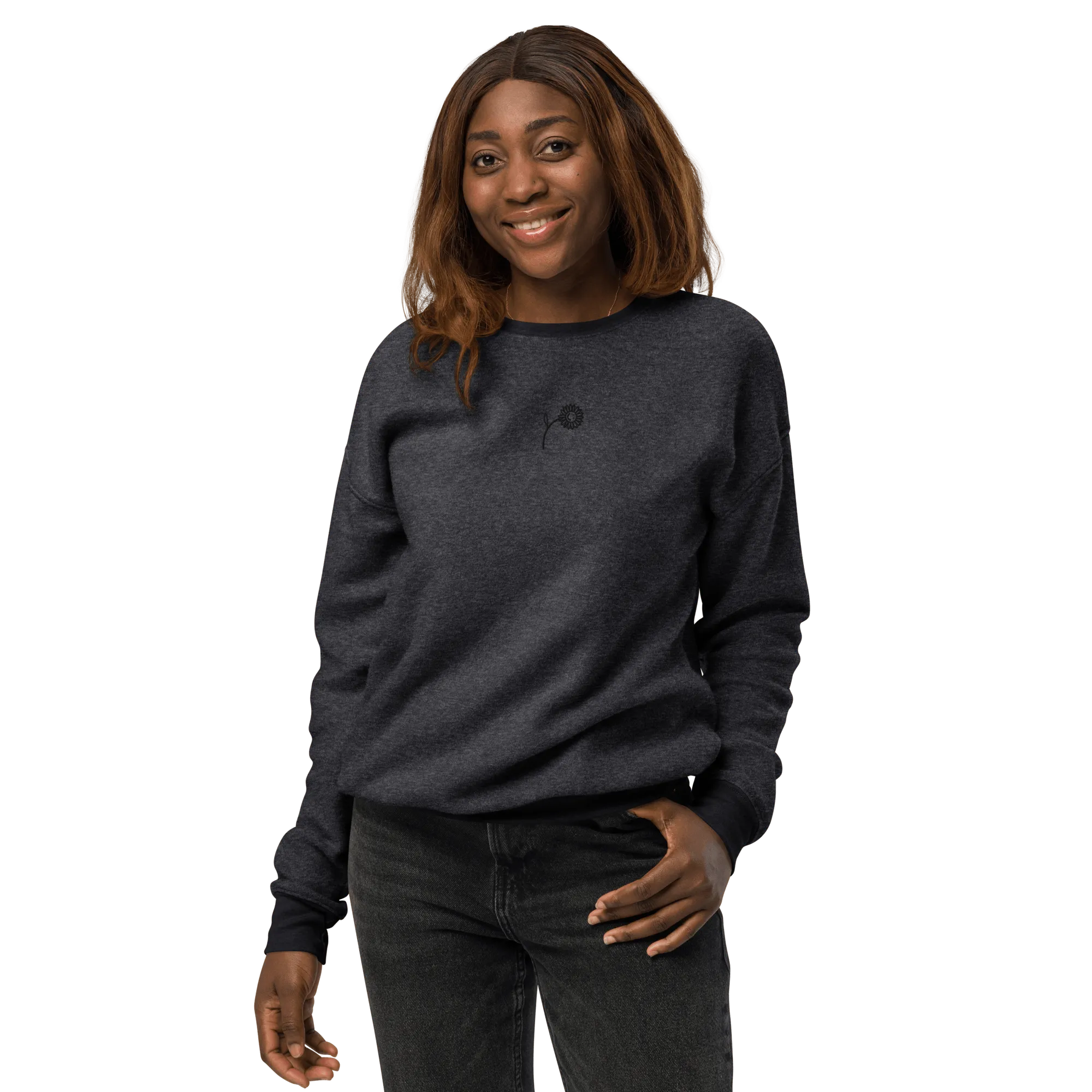 Unisex 'Happy Sunflower' Sueded Fleece Sweatshirt