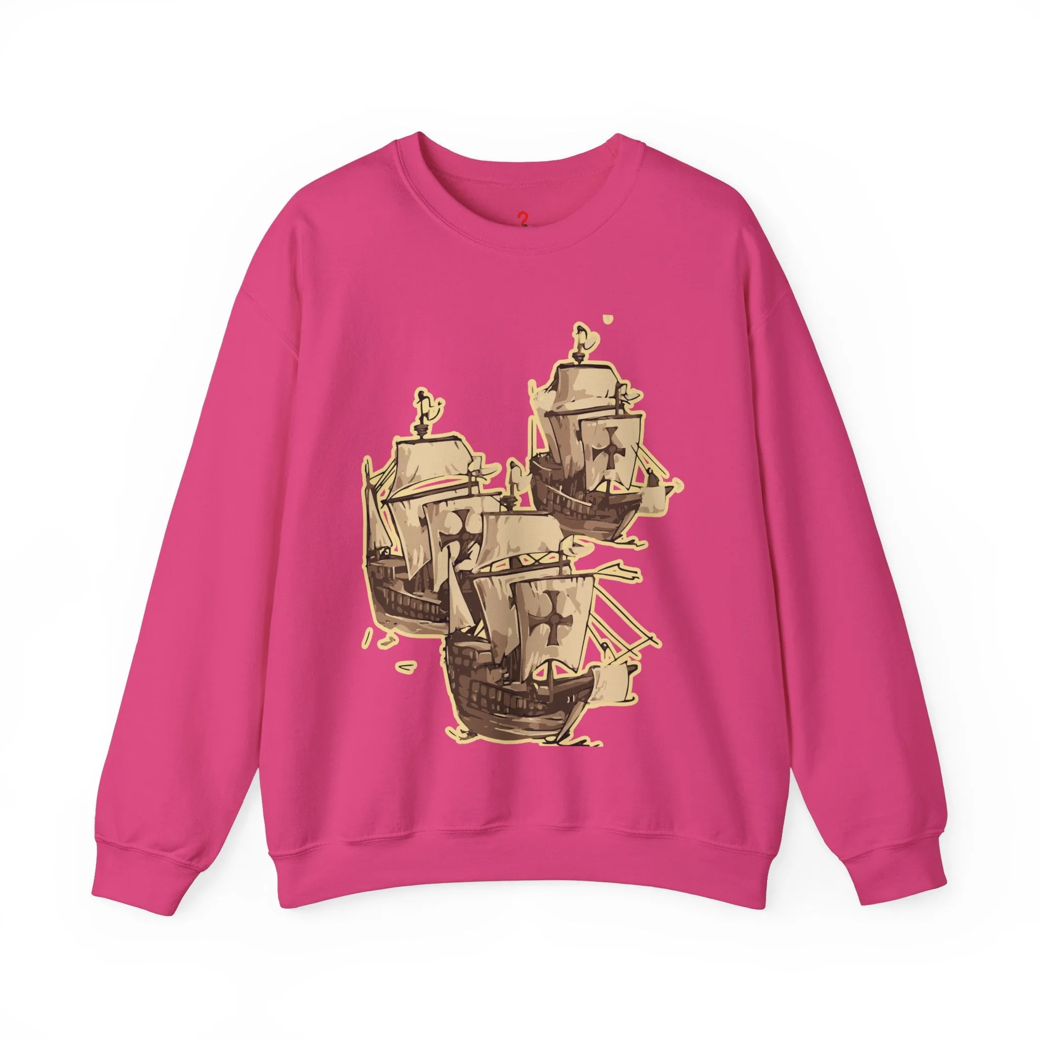 Unisex Heavy Blend Crewneck Sweatshirt with 3 Boats Design – Ultimate Comfort & Sustainability