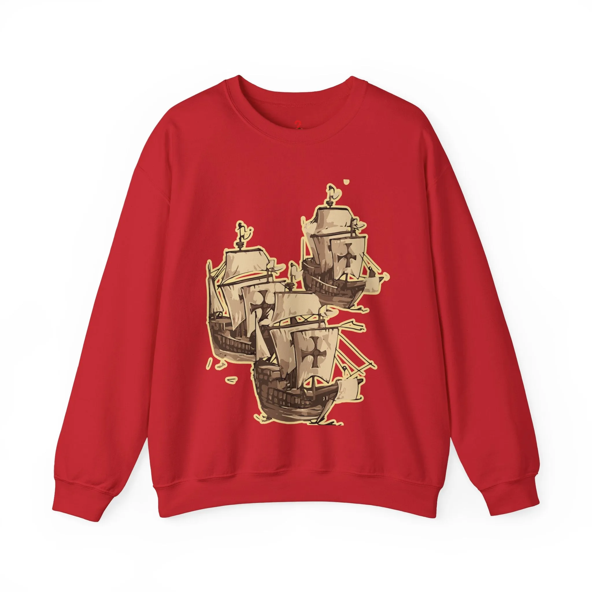 Unisex Heavy Blend Crewneck Sweatshirt with 3 Boats Design – Ultimate Comfort & Sustainability