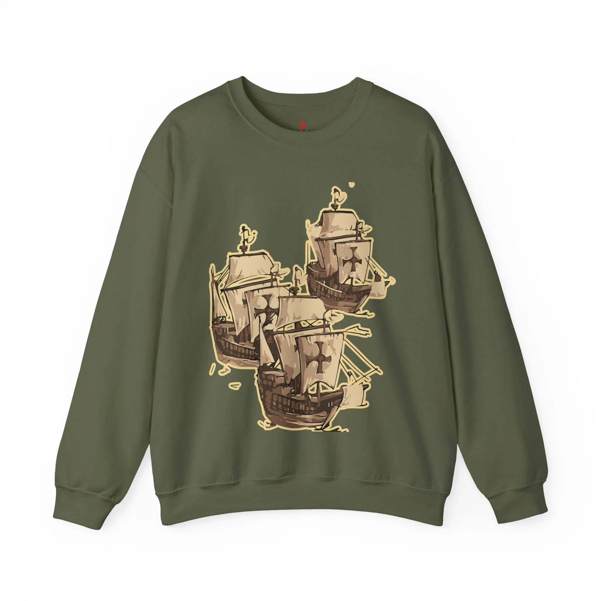 Unisex Heavy Blend Crewneck Sweatshirt with 3 Boats Design – Ultimate Comfort & Sustainability