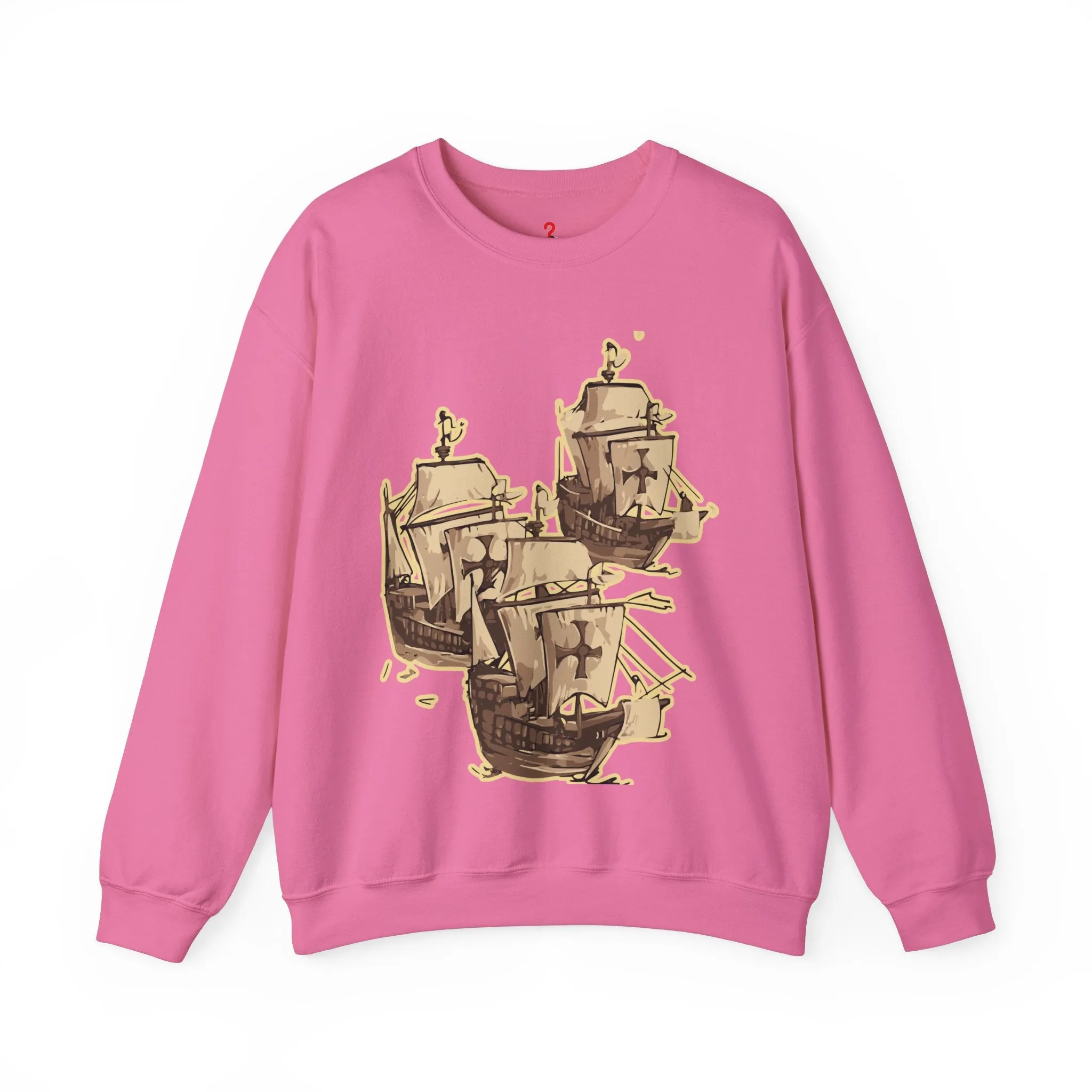 Unisex Heavy Blend Crewneck Sweatshirt with 3 Boats Design – Ultimate Comfort & Sustainability