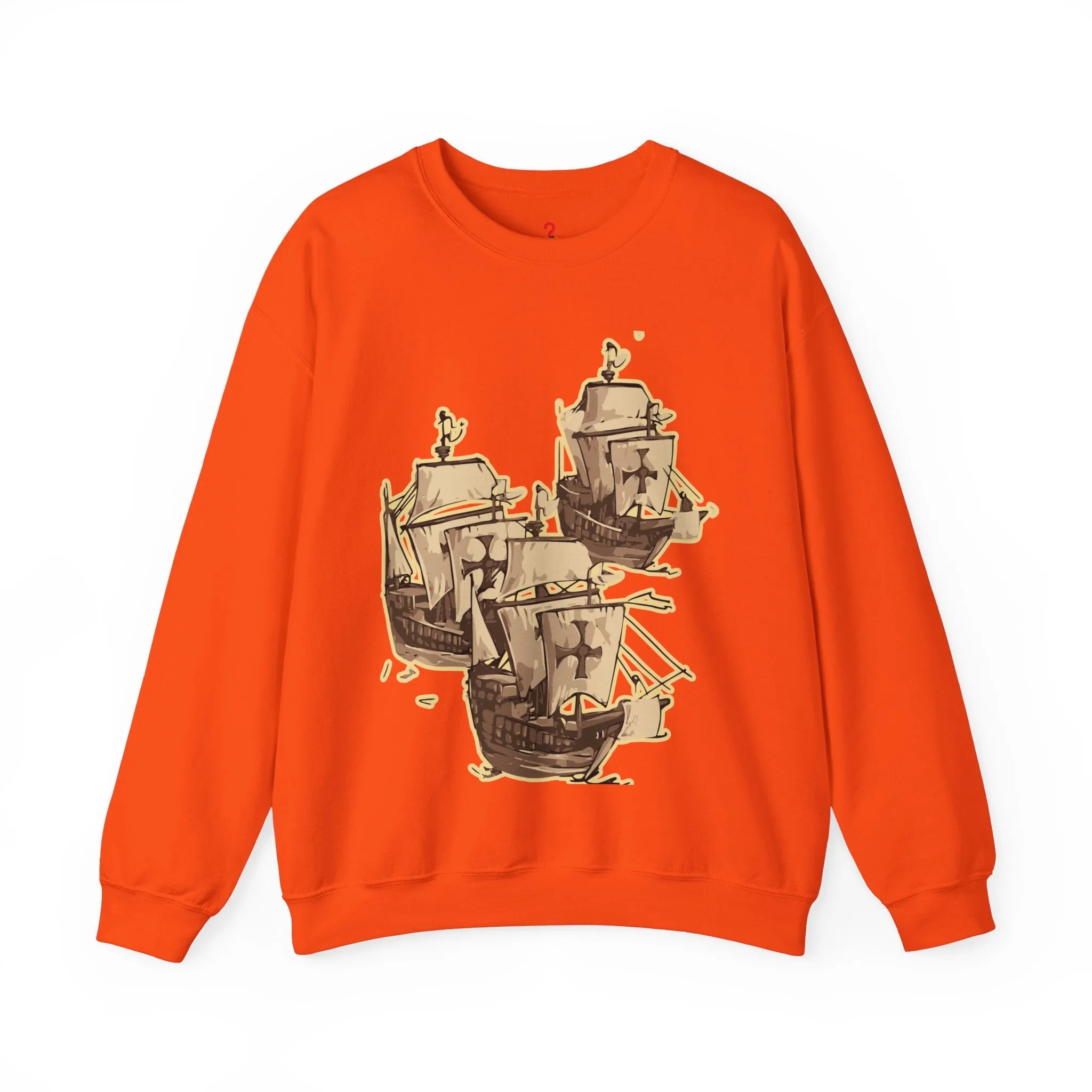 Unisex Heavy Blend Crewneck Sweatshirt with 3 Boats Design – Ultimate Comfort & Sustainability