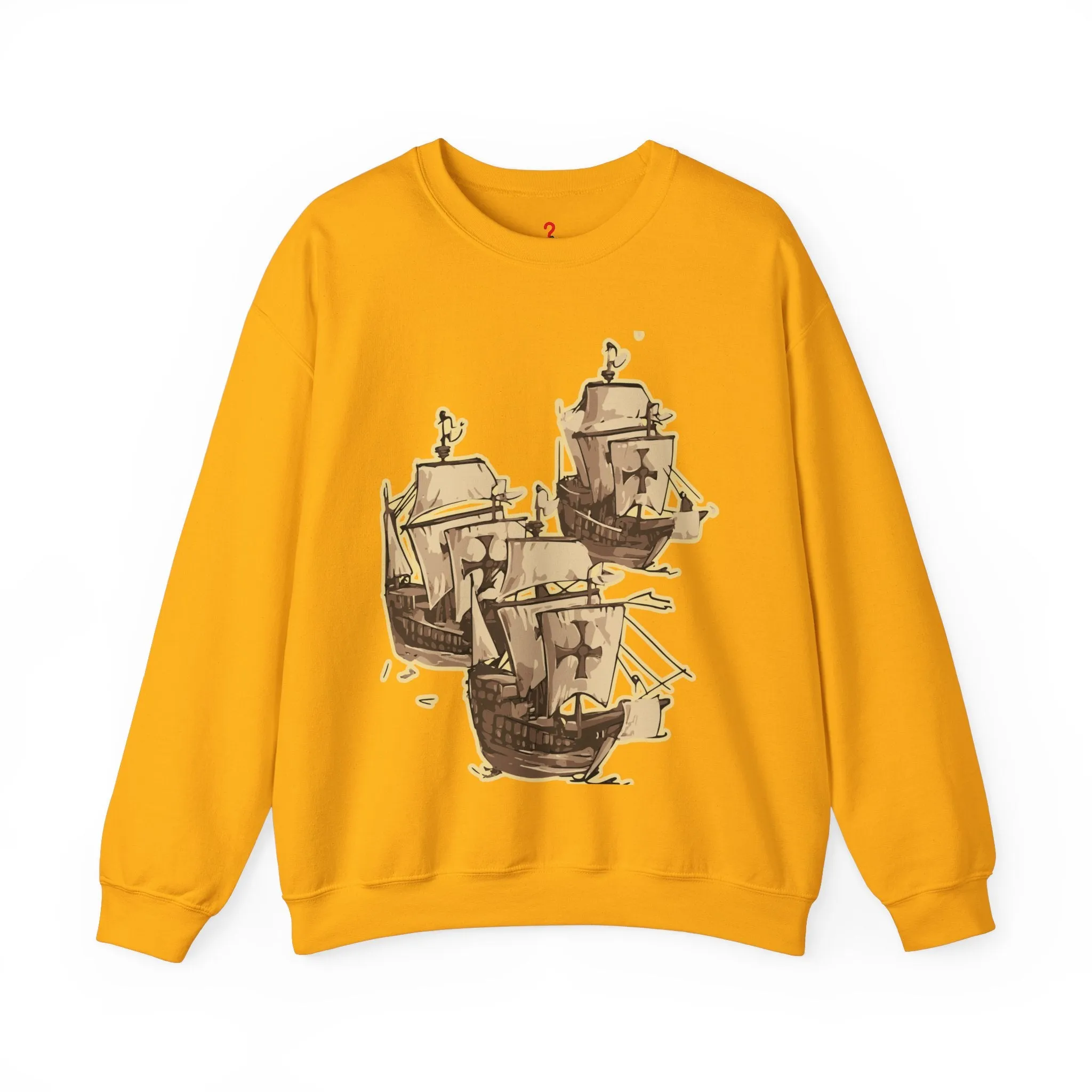 Unisex Heavy Blend Crewneck Sweatshirt with 3 Boats Design – Ultimate Comfort & Sustainability