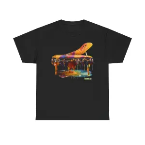 Unisex Heavy Cotton Tee Vibrant Color Dripping Piano Knolling Art 008