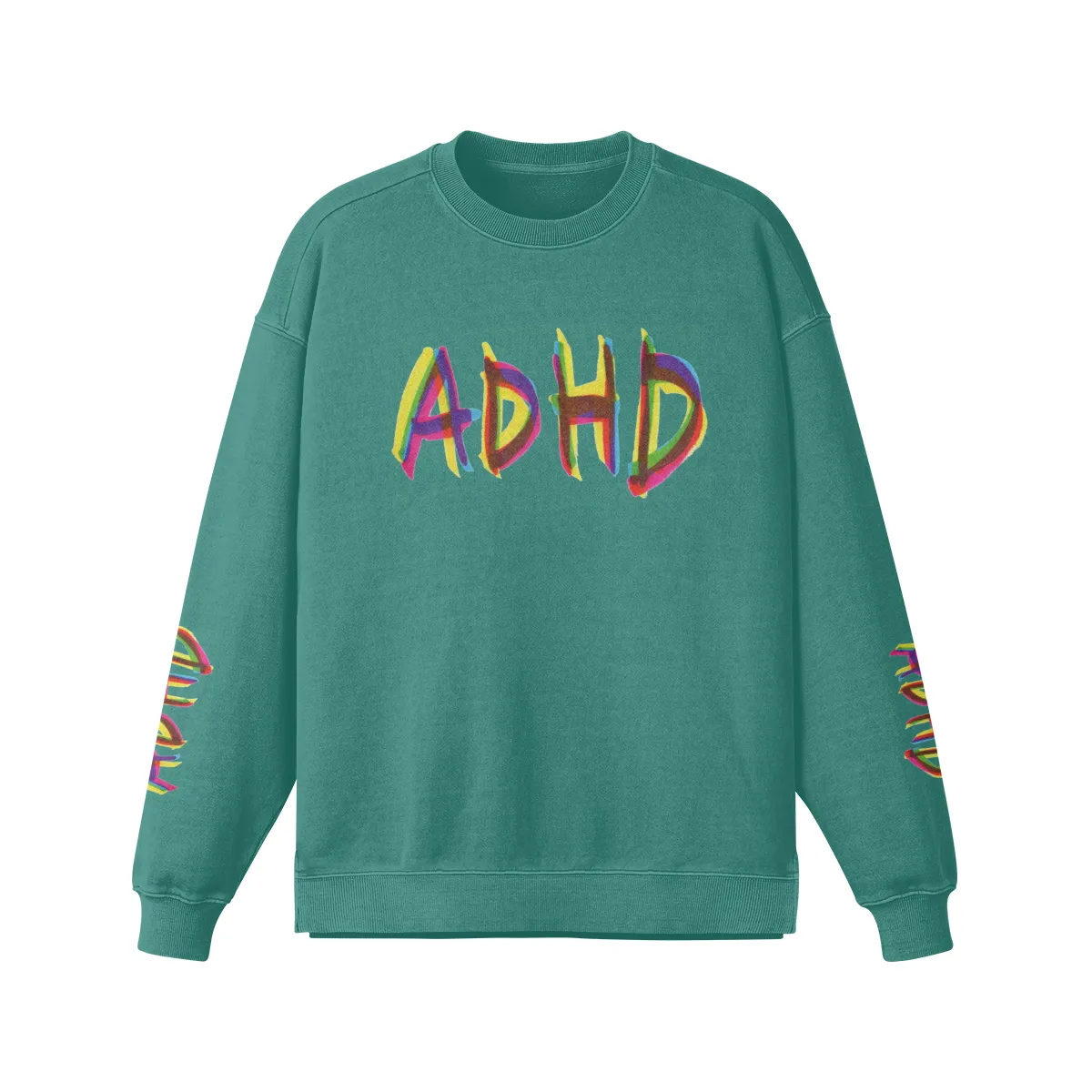 Unisex Heavyweight Oversized Side Slit Faded Sweatshirt - ADHD