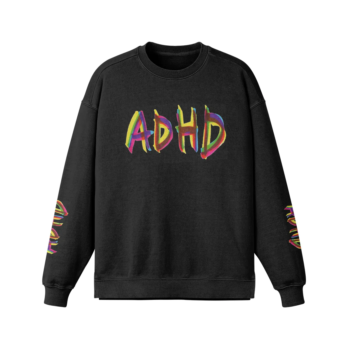 Unisex Heavyweight Oversized Side Slit Faded Sweatshirt - ADHD