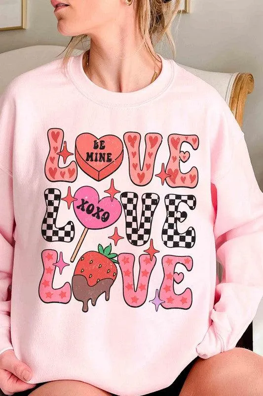 Valentine's Day Love Stacked Candies Graphic Sweatshirt