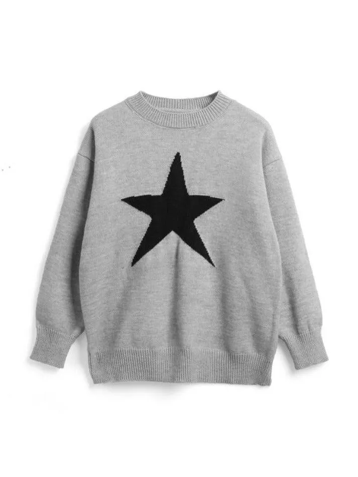 Vintage Star Jacquard Crew Neck Sweater