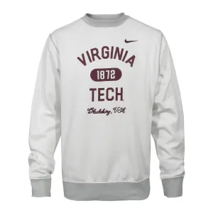 Virginia Tech College Club Fleece Crew: White by Nike