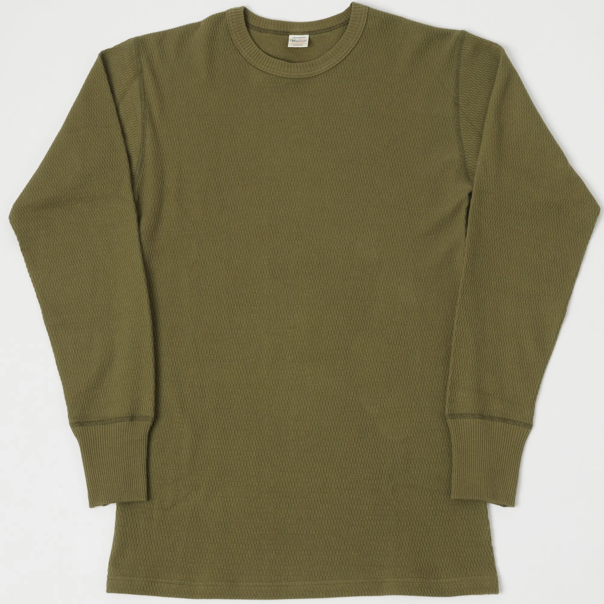 Warehouse & Co 5903 LS Waffle Knit Crew Neck Tee - Olive Drab