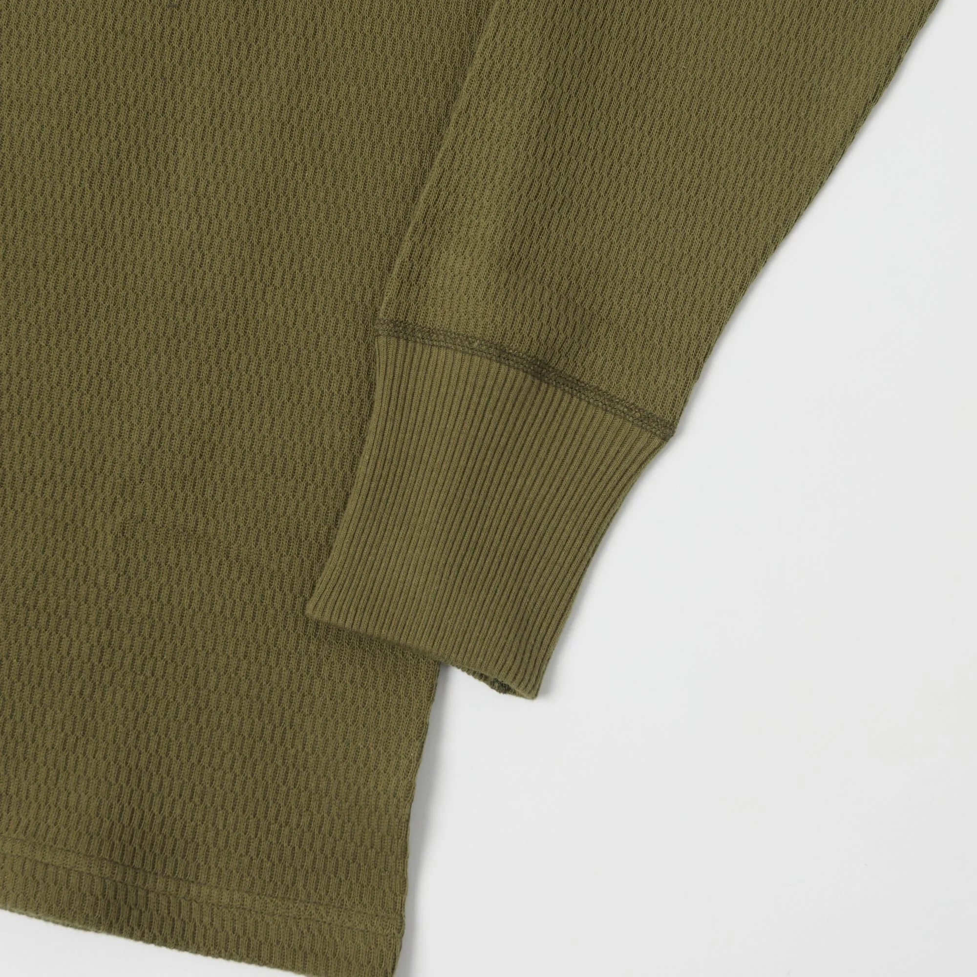 Warehouse & Co 5903 LS Waffle Knit Crew Neck Tee - Olive Drab