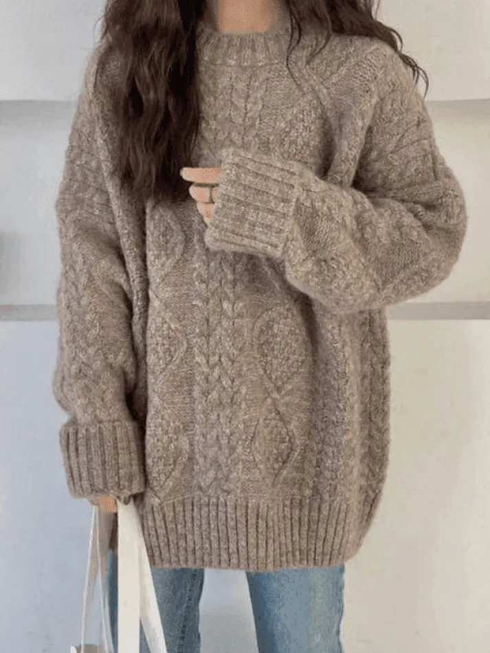 Wenkouban-Spring Casual Outfits Y2K Outfits Cable Knit Jumper Sweater