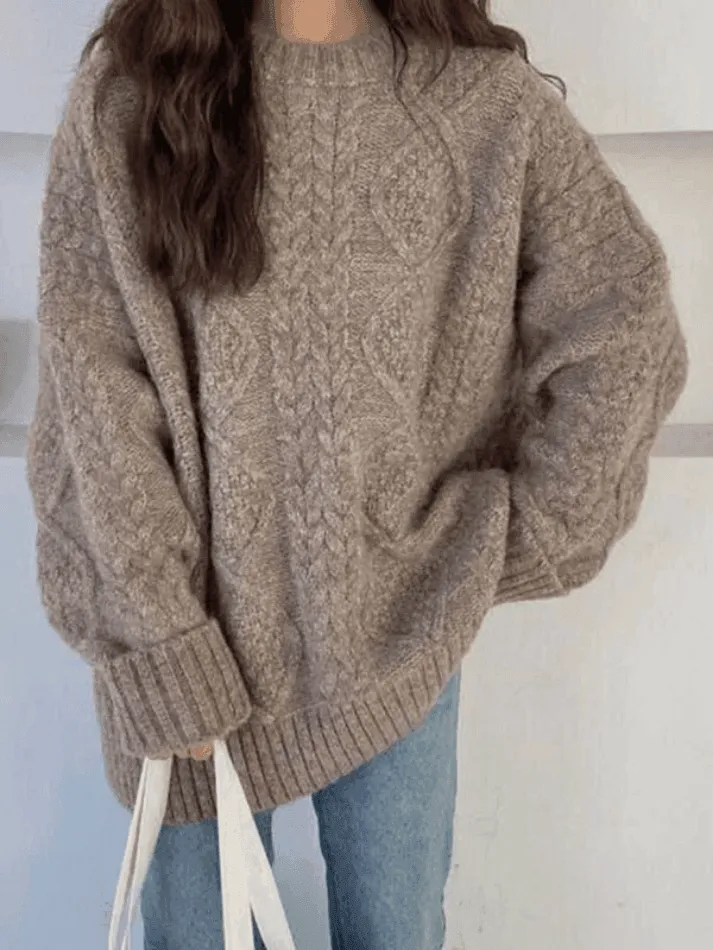 Wenkouban-Spring Casual Outfits Y2K Outfits Cable Knit Jumper Sweater