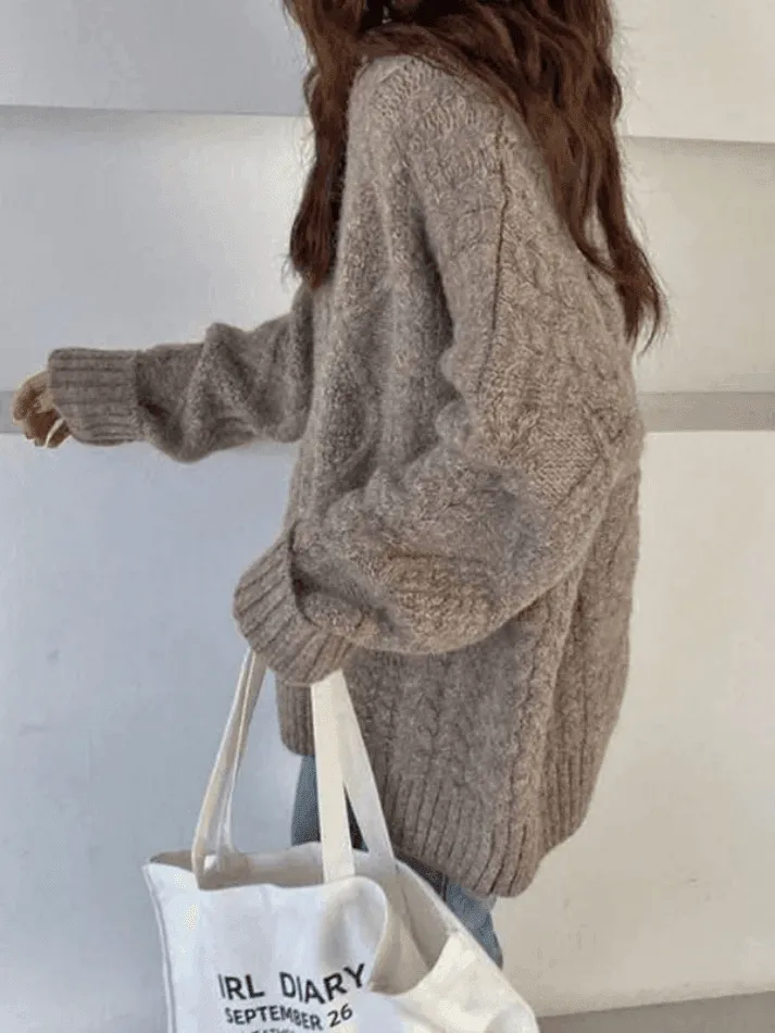 Wenkouban-Spring Casual Outfits Y2K Outfits Cable Knit Jumper Sweater