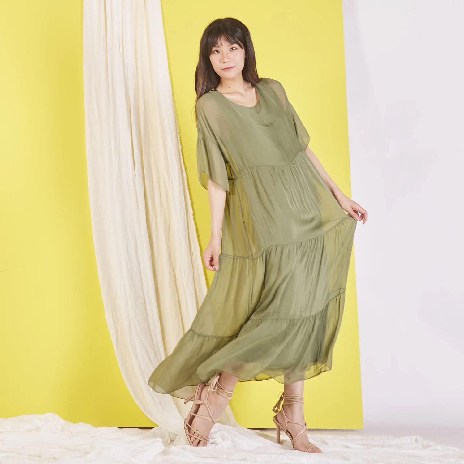 Wholesale silk chiffon maxi dress