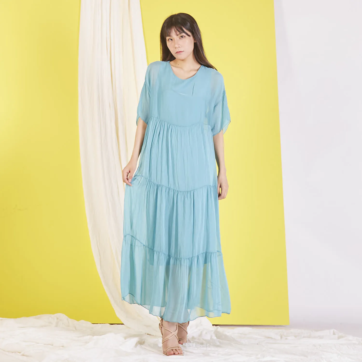 Wholesale silk chiffon maxi dress