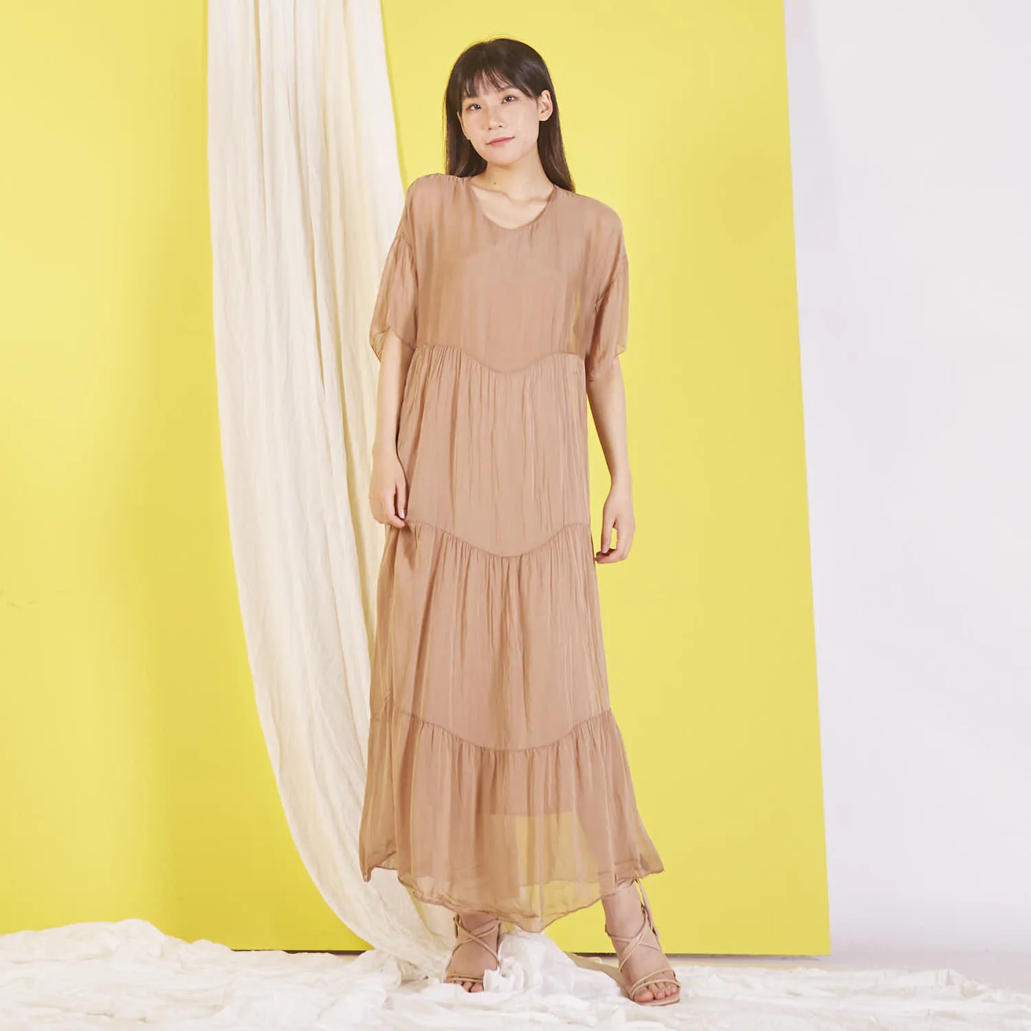 Wholesale silk chiffon maxi dress