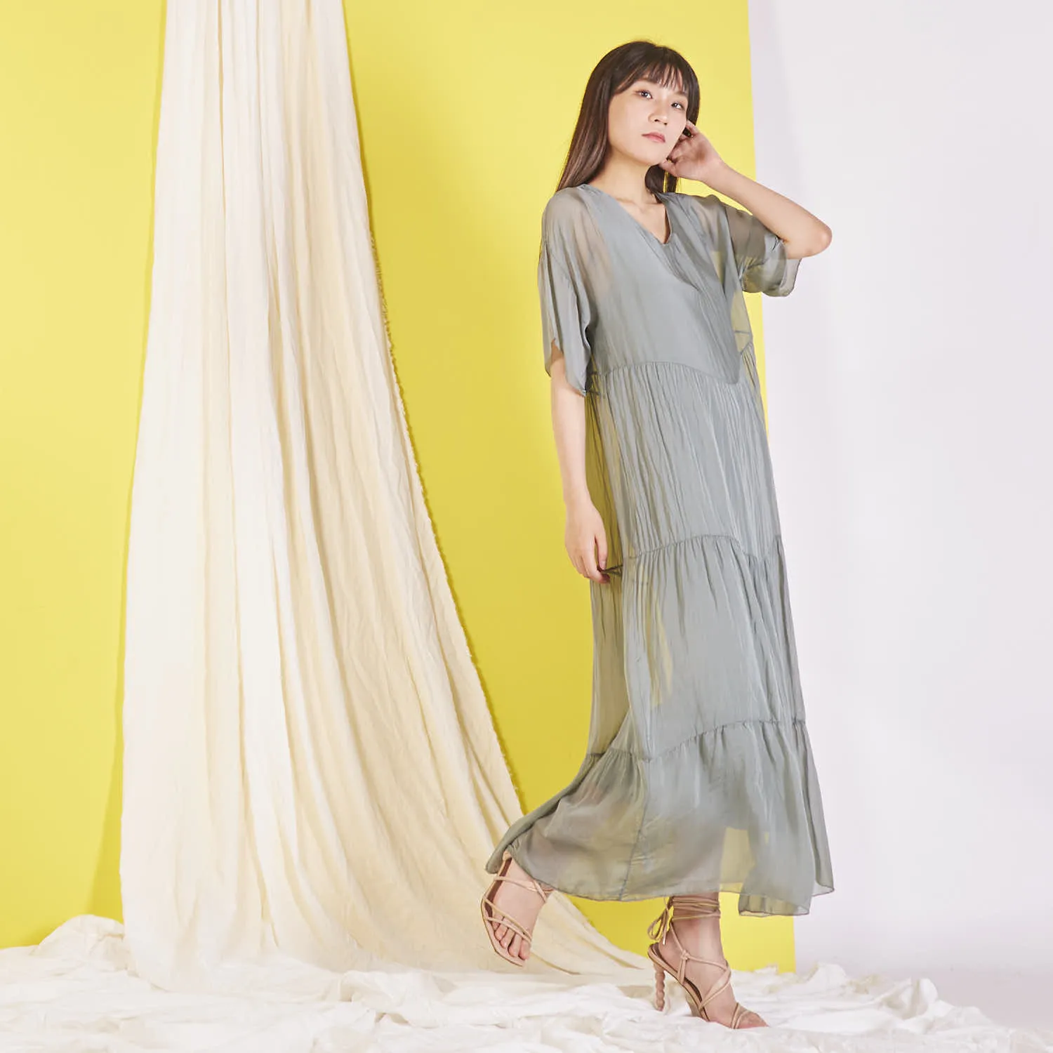 Wholesale silk chiffon maxi dress