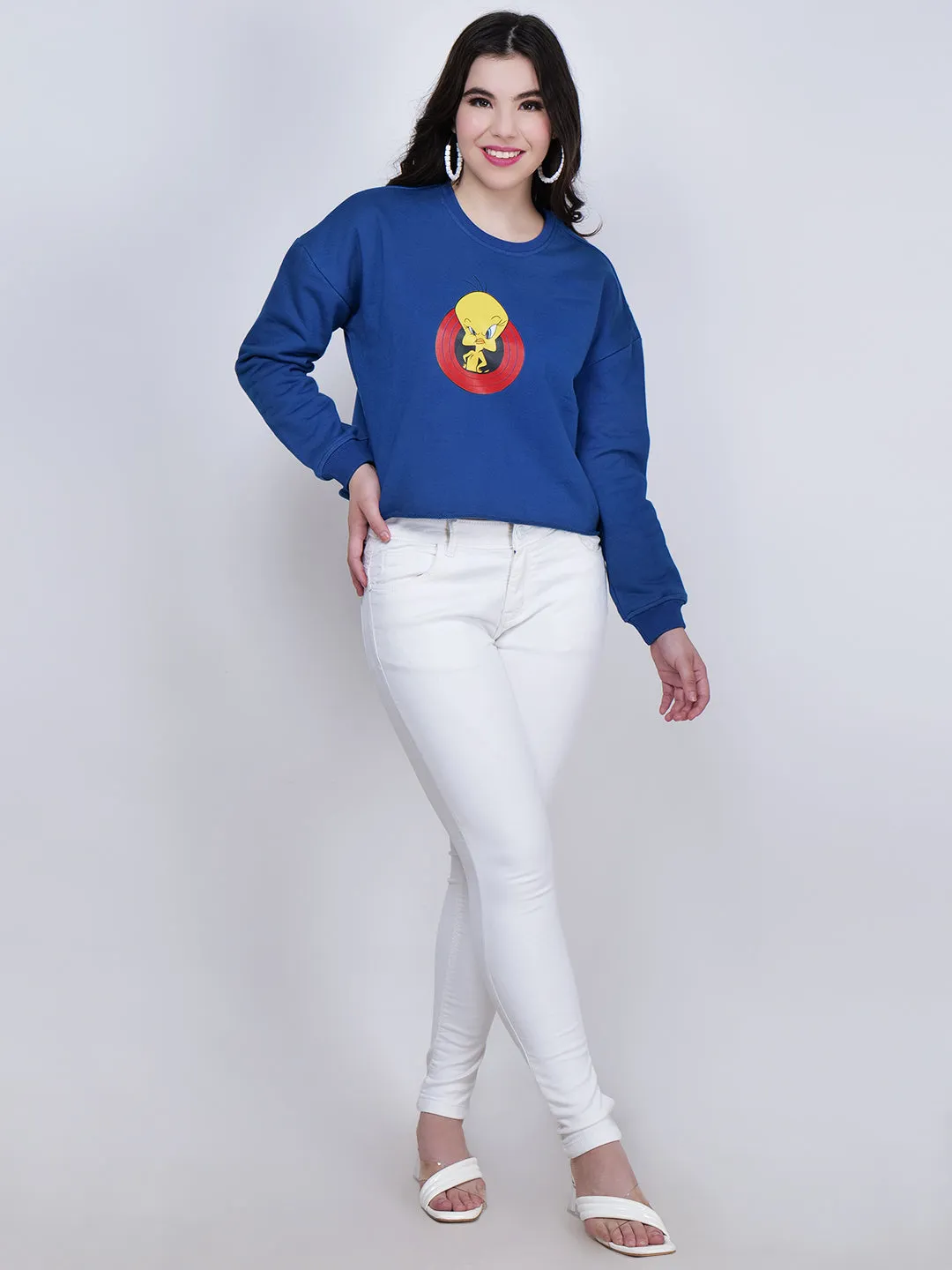 Women Graphic Printed Drop-Shoulder Cotton Sweatshirt