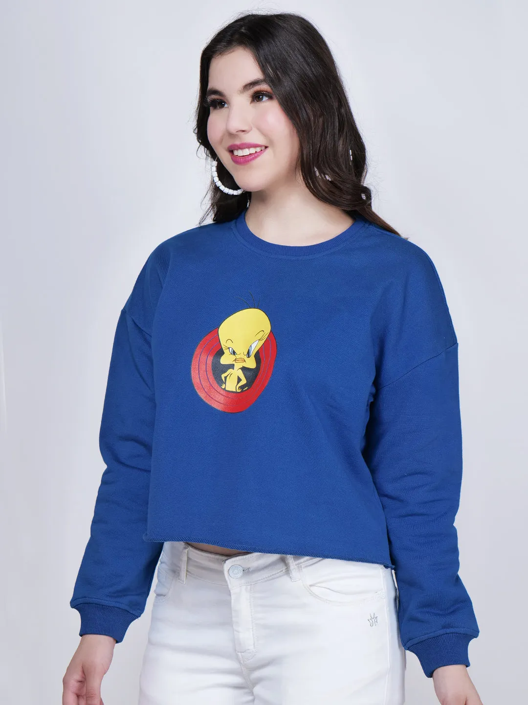 Women Graphic Printed Drop-Shoulder Cotton Sweatshirt