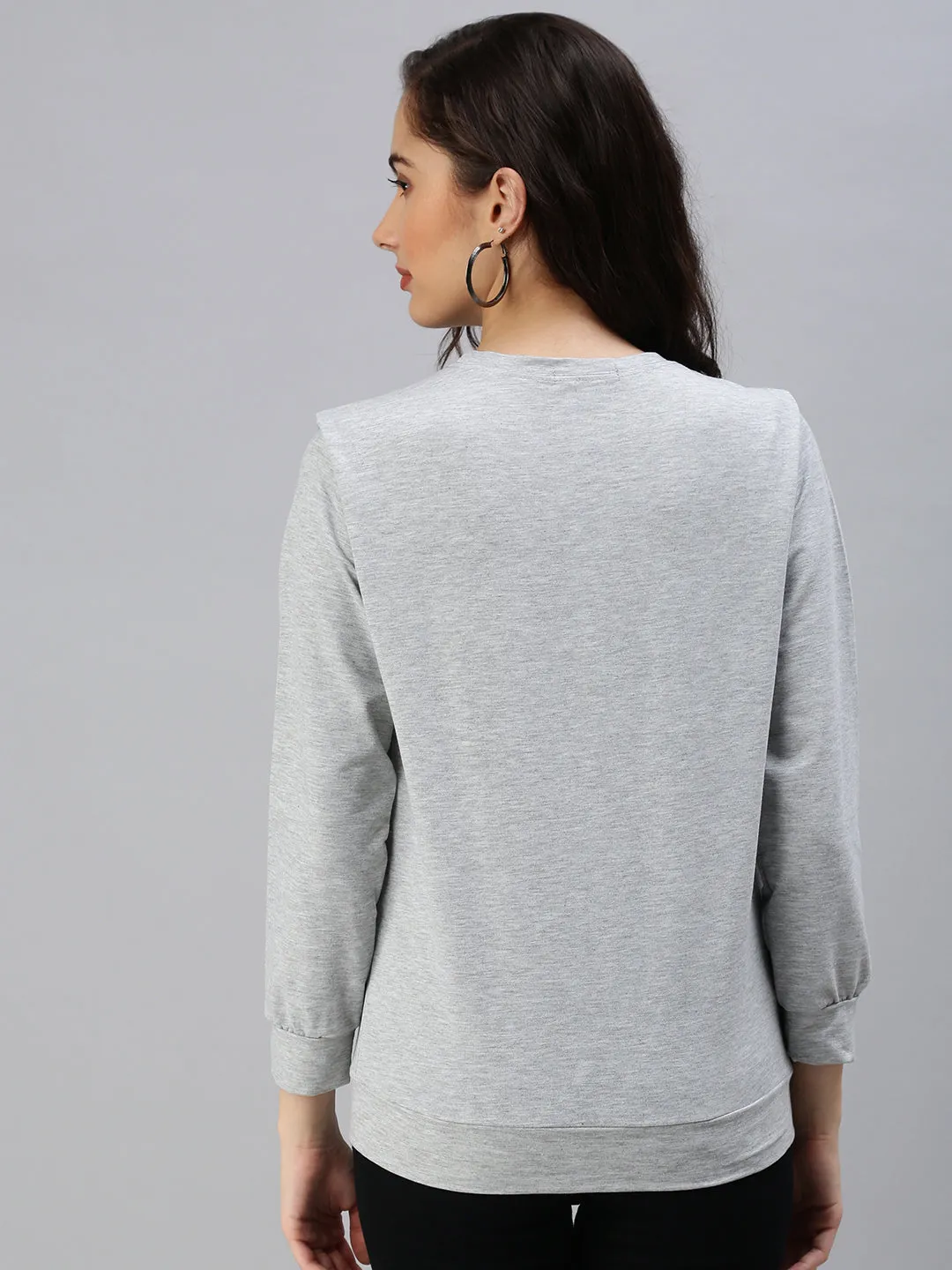 Women's Grey Solid SweatShirt