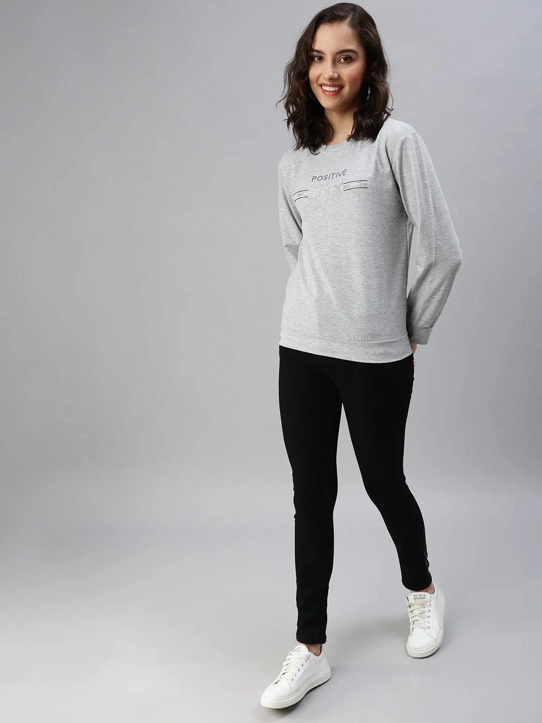 Women's Grey Solid SweatShirt