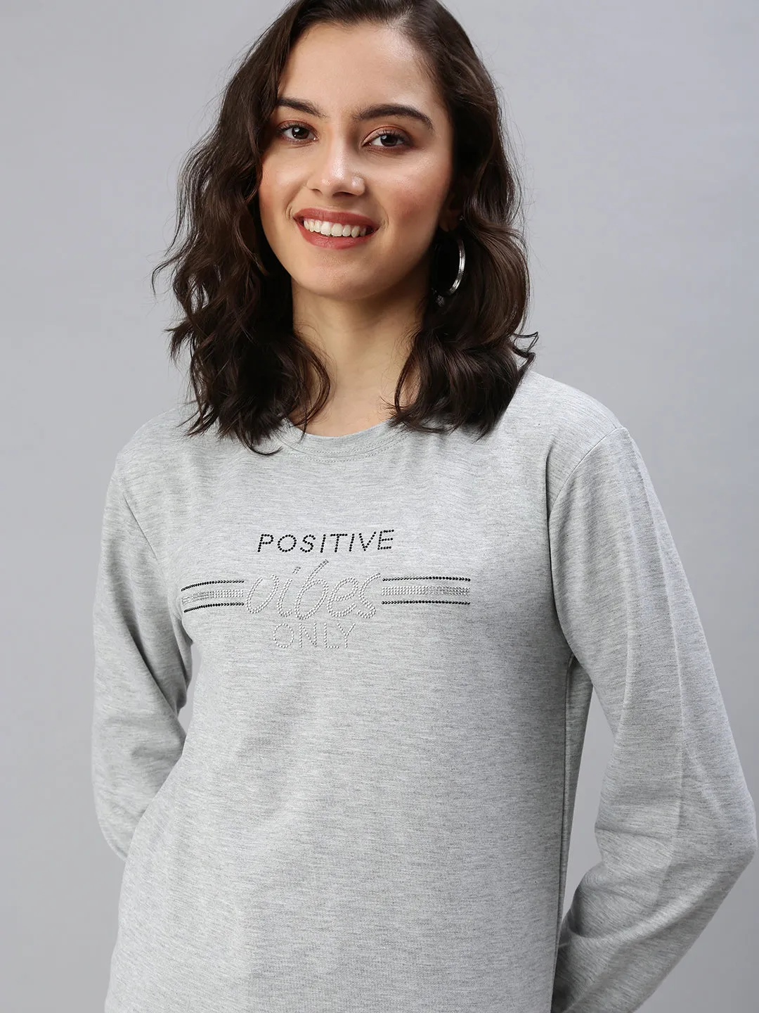 Women's Grey Solid SweatShirt