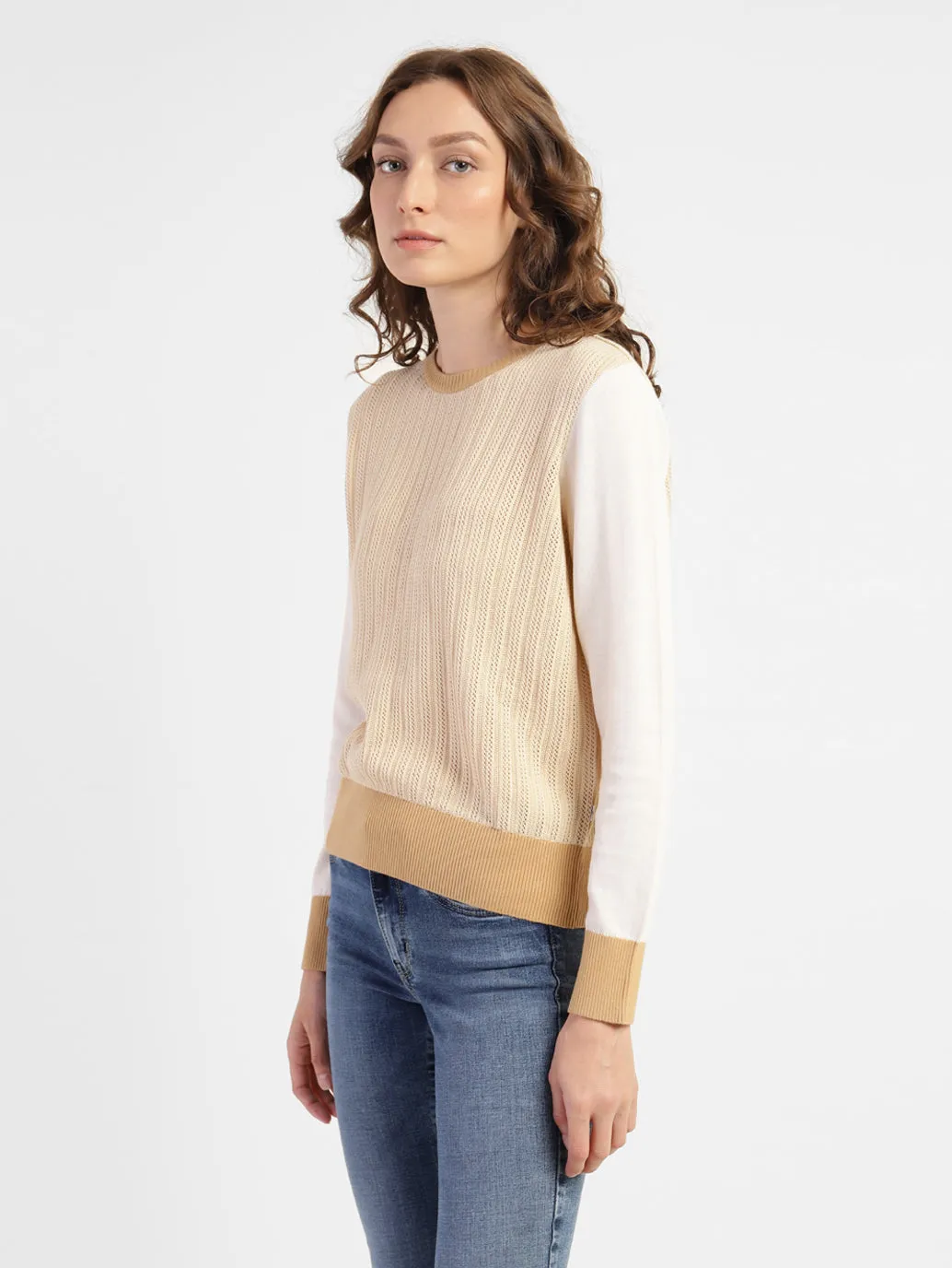 Women's Self Design Round Neck Sweater