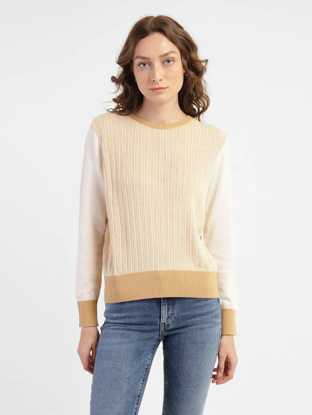 Women's Self Design Round Neck Sweater