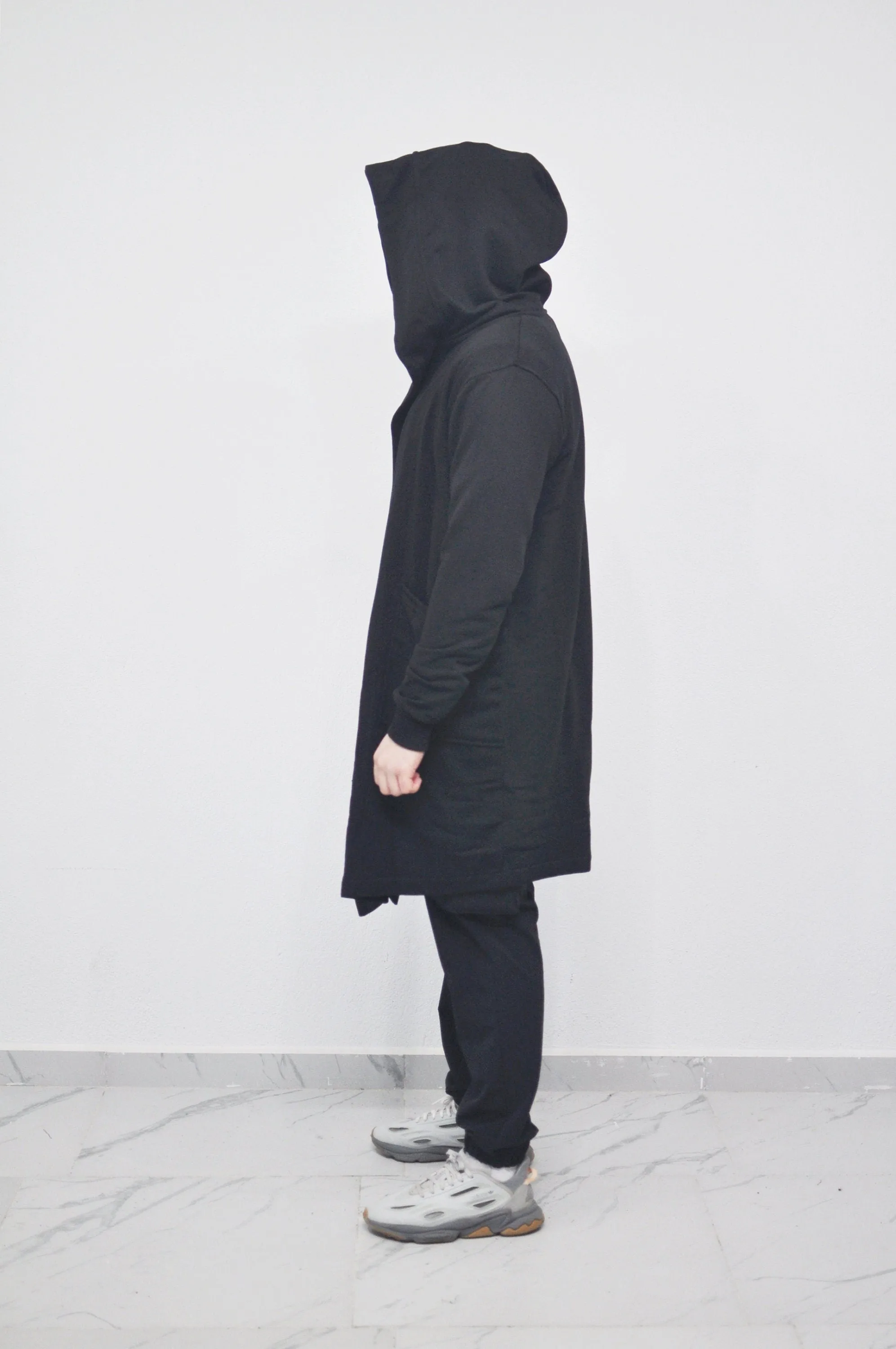 XS-8XL Ashassin Oversize Overlong Black Loose Cardigan with Hood,Side Pockets Cloak,Cyberpunk Techwear Cape Coat, Futuristic Clot- BB159